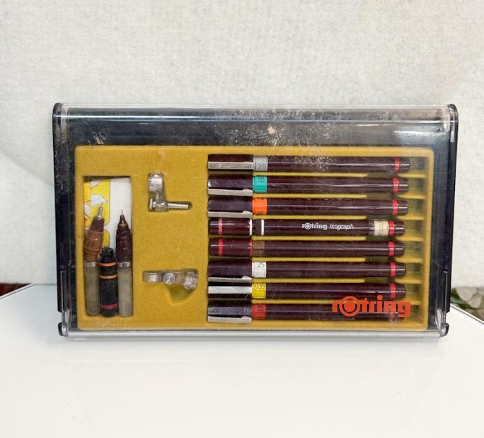 Vintage tekenpen set "Roting" 8 pennen