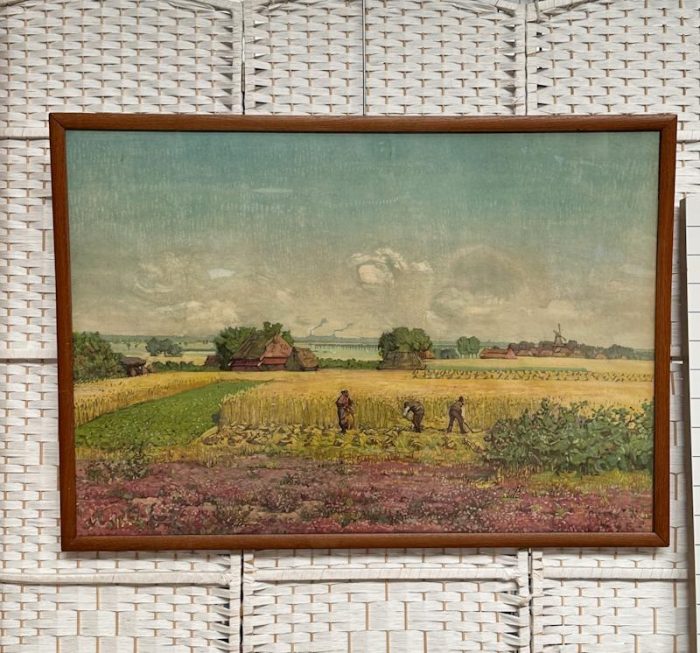 Vintage schilderij "Landbouw aan de noordkust van Groningen" van Hendrik jan Wolter 1912-1959