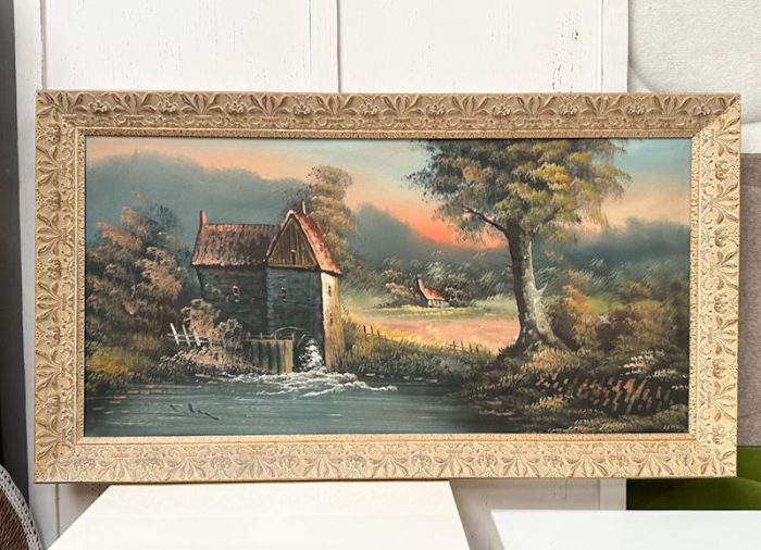 Olieverfschilderij op doek in prachtige vintage lijst gesigneerd - Afbeelding 3