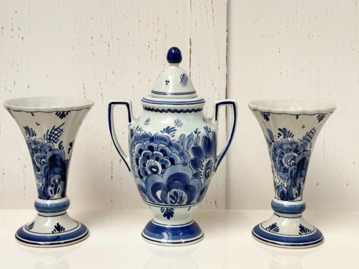 3 Vintage Delfts blauwe vazen