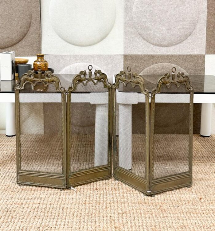 Antieke bronzen openhaardscherm