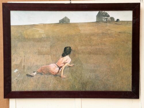 Reproductie van beroemde schilderij "Christian`s World" 1948 van Amerikaanse schilder "Andrew Wyeth" met certificaat