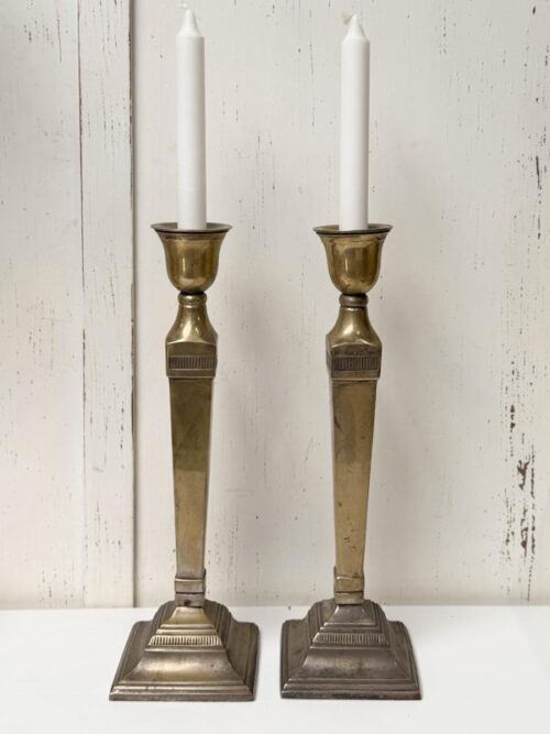 2 Vintage design bronzen kandelaars